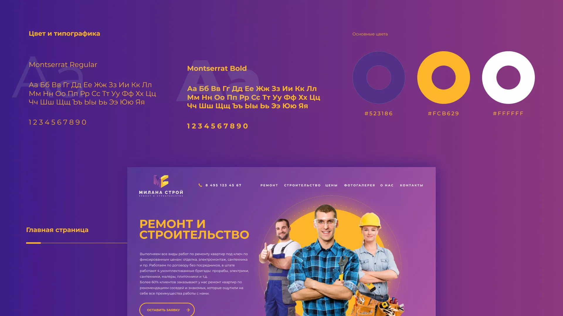 Разработка сайта строительной компании «Милана-Строй» в Юрюзани