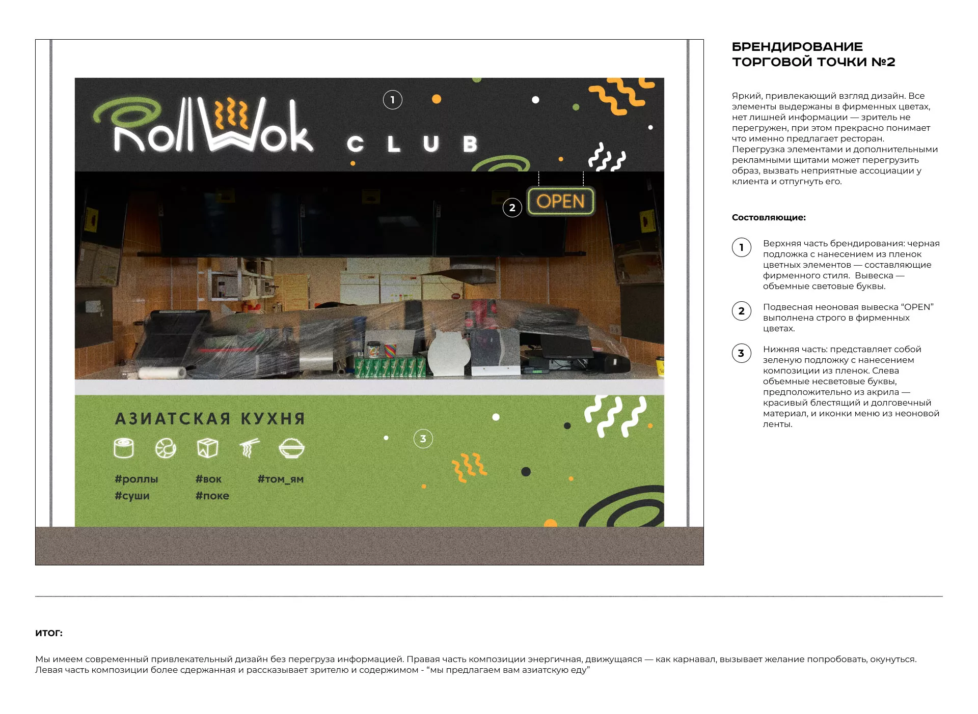 Брендирование торговых точек суши-бара «Roll Wok Club» в Юрюзани